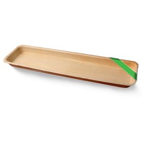 Disposable Palm Leaf Plate Long Rectangle Serving Tray (5 PCS - 12'' X 4'')