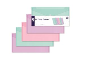 5 x DL Pastel Envelope Documents Carry Folders Wallets Ideal For School Office Home