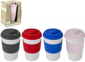Bamboo Travel Coffee Cup 450ml | Reusable with Lids  X 1 Random Color Sent