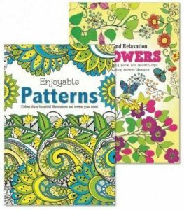 Pattern Flowers Adult Colouring Books relaxation anti stress Pack of 2