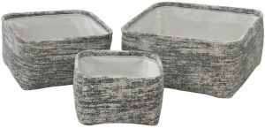 Grey Color Square Shape Textile Storage Baskets For Decorations & Gifts Use Set Of 3
