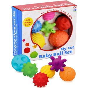 6 Piece First Baby Ball Set Baby Hand Massage Multi Textured Sensory Soft Balls