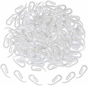 100pc Curtain Hooks For Ring Header Tape White Plastic Nylon Hook Standard Size