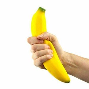 Squeezy Banana Stress Ball Reliever Hand Excersizer Joke Tension Novelty Fruit