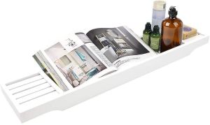 Bamboo Wooden Bath Caddy Tray Bridge Bathtub Rack Tidy Bathroom Shelf Organizer