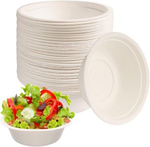 50 Pack 6' Inch 12oz Compostable Biodegradable Bagasse Bowls Eco Friendly