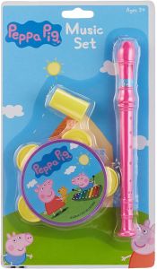 Peppa Pig Kids Musical Set Tambouriner and Recorder Children Boys Girls Aged 3+