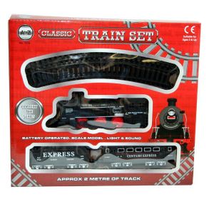 CLASSIC TRAIN SET 2M Track Engine Light & Sound Present Kids Childrens Boys Toy