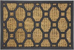 Alba Woven Tuffscrape Octagon Entrance Door Mat, Coir/Rubber Black, 40 x 60 cm