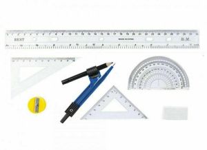 Geometry Maths Set 8 Pieces Compasses Ruler Kit Compass School Student Drafting