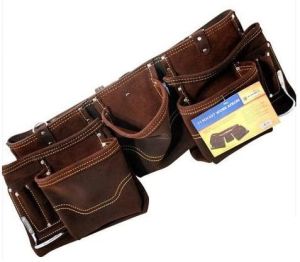 10 POCKET DOUBLE SPLIT SUEDE LEATHER TOOL POUCH BUILDERS BAG BELT STORAGE POUCHE