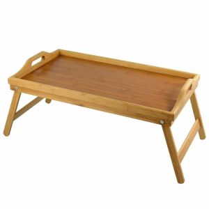 Bamboo 2 In 1 Wooden Bed Table & Tray With Folding Legs Ideal For Breakfast