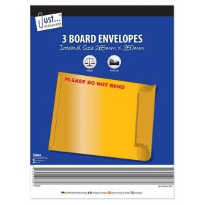 Just-Stationery 265 x 350 mm Board Envelope A4 (Pack of 3)