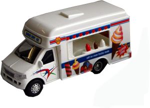 Die-Cast Ice Cream/Hotdog Van Dining Car, White Multi