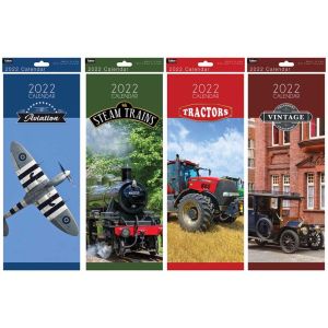 2022 Super Slim Month To View Wall Calendar Planner Trains , Aviation , Tractors