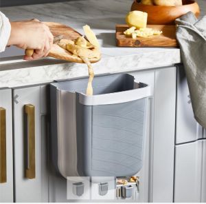 Collapsible Trash Bin Hanging Foldable Dustbin Kitchen Waste Bin Small Trash Can Portable Cabinet Rubbish Bin Wall Mounted