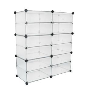 12 Cube Stackable Interlocking Storage Space Saver Wardrobe With Door