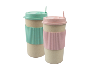 450ml Eco Friendly Travel Mug Reusable Coffee Cups Biodegradable Cup with Lid - 1 X Random