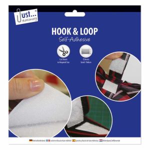 Hook and Loop Self Adhesive 19 x 8cm Backed Sticky Welcro Stickers 2 Sheets