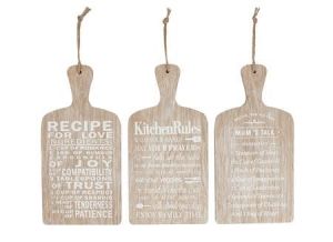 WOOD LOOK KITCHEN BOARD SIGNS - Hanging Kitchen Board Signs 3 Assorted