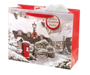 Christmas Sending Wishes Postbox Gift For Festival Period Medium Tag Bag NEW