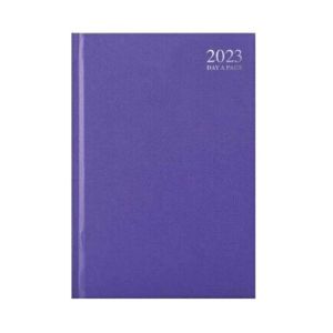 2023 A5 Day A Page Diary Hard Backed Desk Diary Daily Planner (Purple)