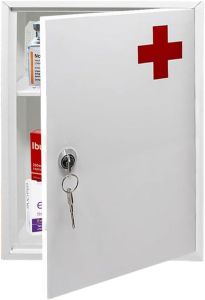 Wall Mount First Aid Medical Medicine Metal Steel Cabinet Box Lockable Case Box