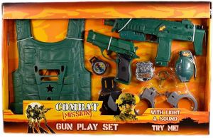 8pc  Childrens kids Combat Mission Army Gun Play Set With Light & Sound Playset