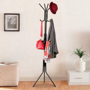 12 Hooks Coat Hanger Metal Rack Stand Hanger Bag Umbrella Hanging Organiser