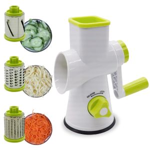 MantraRaj Rotary Cheese Grater Vegetable Fruits Slicer Hand Grater with Three Grater Drums Dishwasher Safe