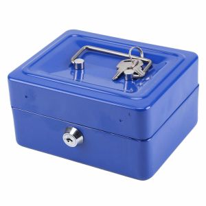 6" inch Small Key Lock Petty Cash / Piggy Bank Money Box Pot Safe Pink Lockable