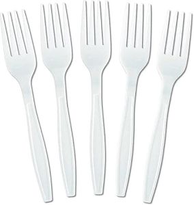50 Pcs x Reusable Plastic Forks White Disposable Cutlery Fork For Catering Weddings Events