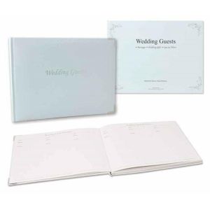 Beautiful Luxury White With Silver Trim Plain Cover Wedding Guest Book Gift Box
