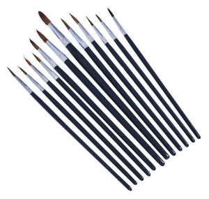 12Pc Art Brush Set Pointed Tip Craft Work Painter Detail Professional New
