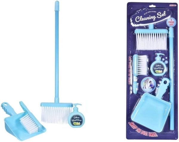 4 x Play Cleaning Sweeping Play Toy Set Girl Children Kids Broom Brush Dustpa 
